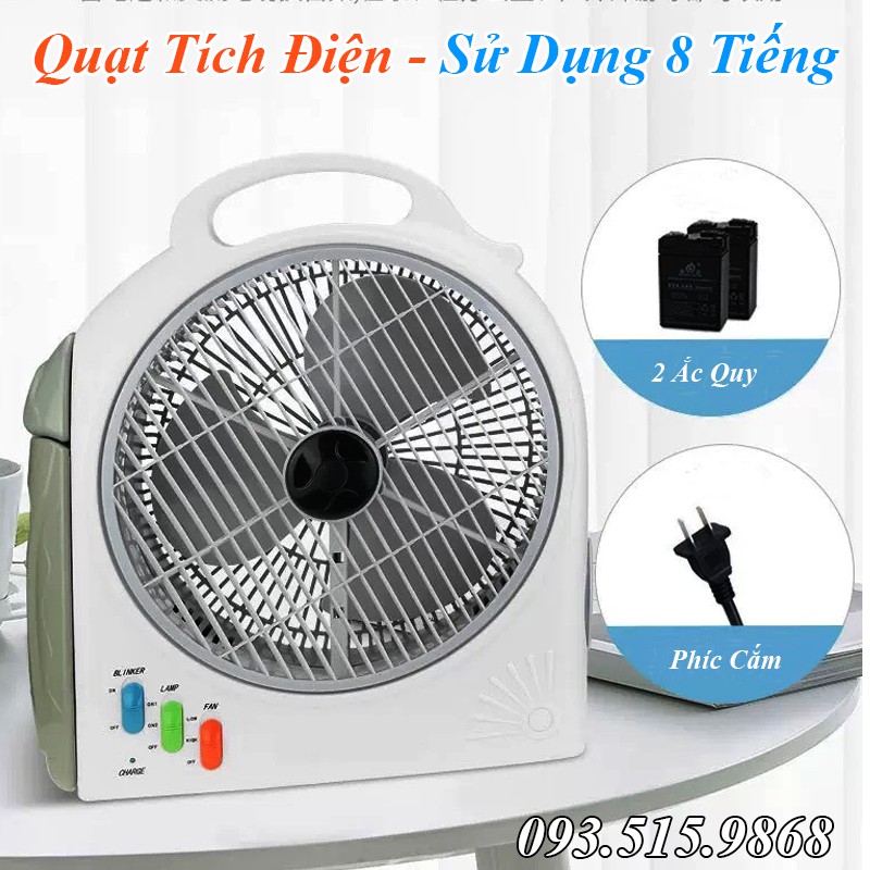 Quạt Sạc Tích Điện MELODY FAN - Quạt Tích Điện Dạng Hộp Hai Bình Ắc Quy Sử Dụng Thời Gian 8 Tiếng, Có Đèn Led Siêu Sáng | BigBuy360 - bigbuy360.vn