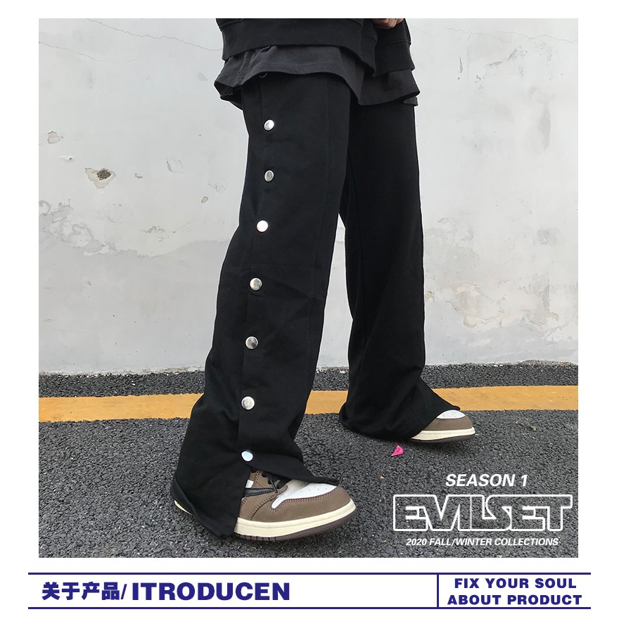 Quần thể thao nam ống rộng khuy nút-2 màu ĐEN/XÁM - BOX SHOP 333 | BigBuy360 - bigbuy360.vn