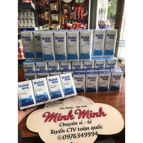 THÙNG 48 HỘP SỮA TƯƠI TIỆT TRÙNG ĐÀ LẠT MILK 110ML ÍT ĐƯỜNG/ CÓ ĐƯỜNG/ DALAT MILK