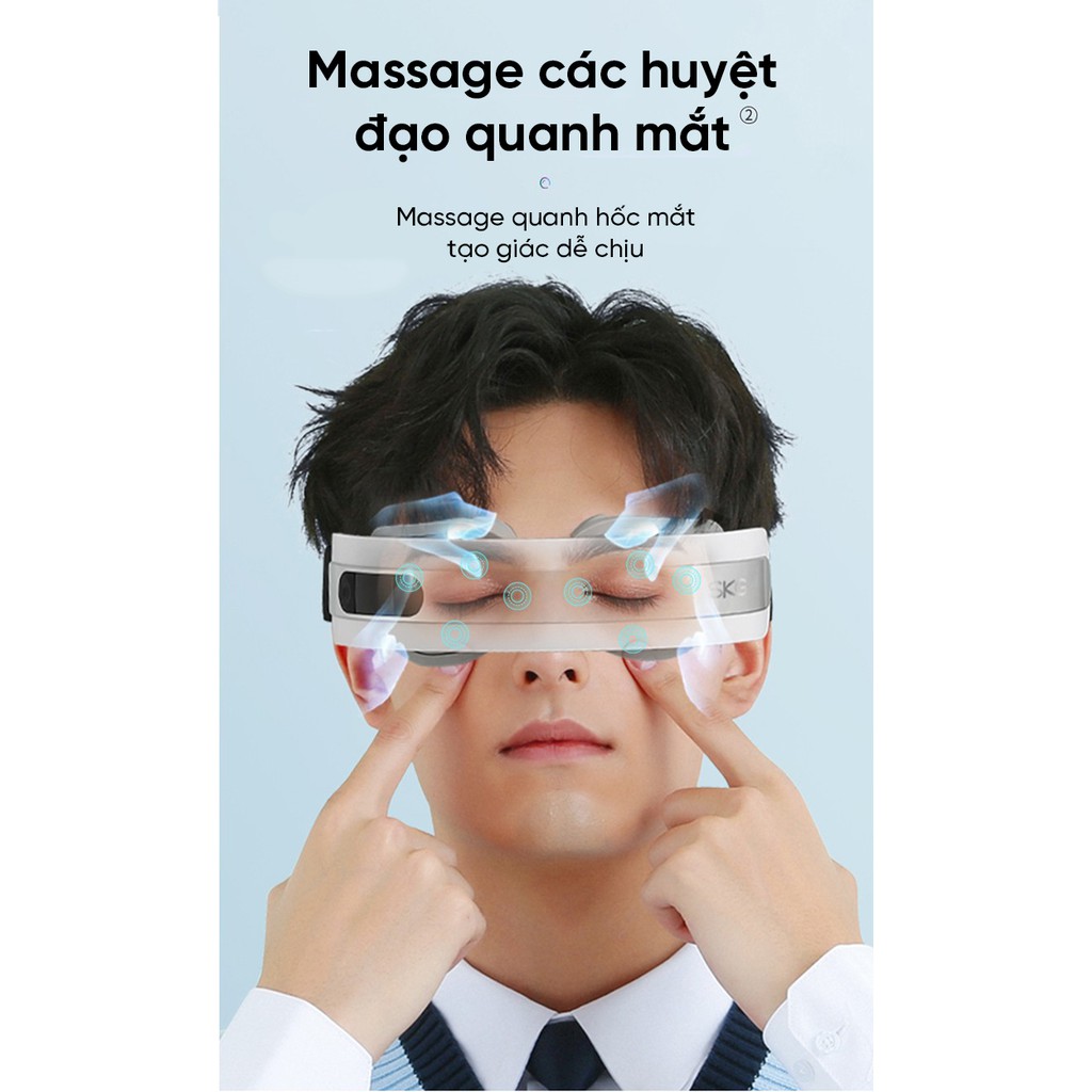 Máy massage mắt SKG eye 4301 ấn các huyệt quan trọng của mắt thường xuyên, giảm đau mắt và đầu