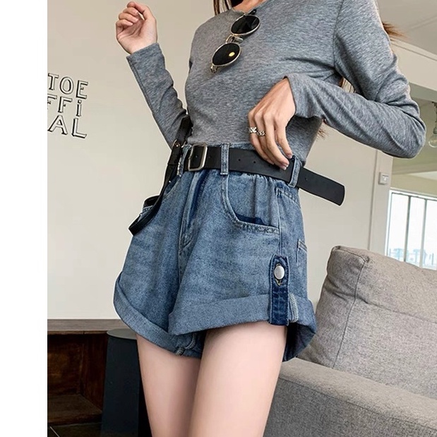 QUẦN sooc jeans vân gấu kèm đai