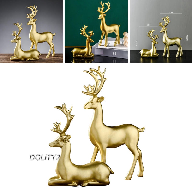 Tượng nai sừng tấm bằng nhựa resin màu vàng bắt mắt dùng trang trí độc đáo