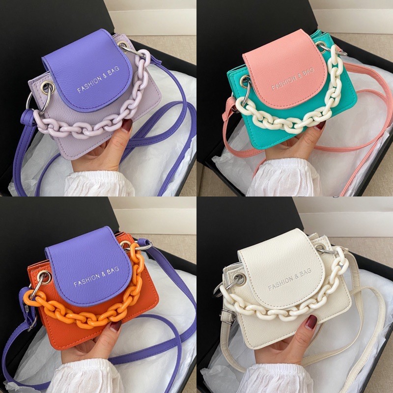 AS Túi đeo chéo nữ mini phối màu Fashion & Bag 4 6
