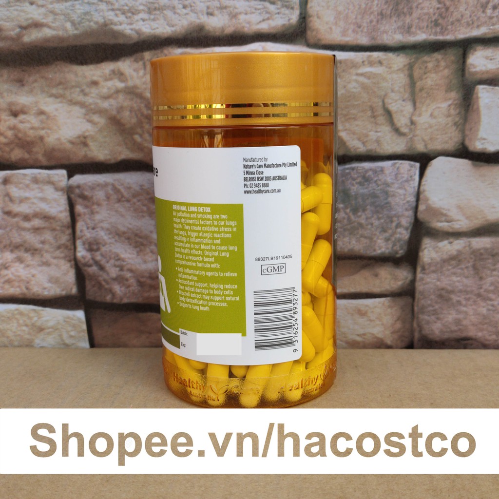 Viên uống Healthy Care Original Lung Detox 180 viên của Úc - Viên uống bổ phổi