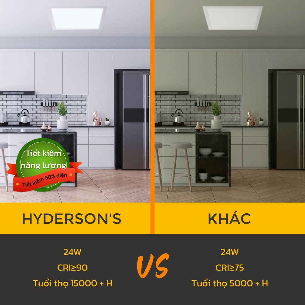 Đèn âm trần HYDERSON LED 24W 300x300 hình vuông siêu mỏng dành cho nhà cửa phòng học văn phòng cửa hàng