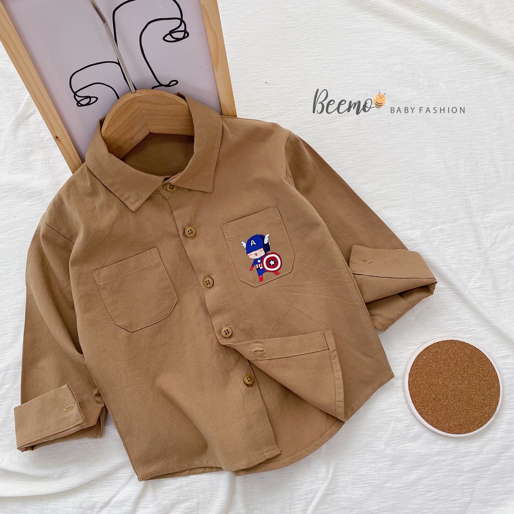 Áo Sơmi thu đông Dài Tay in Hình chibi Siêu anh Hùng Cho Bé Trai