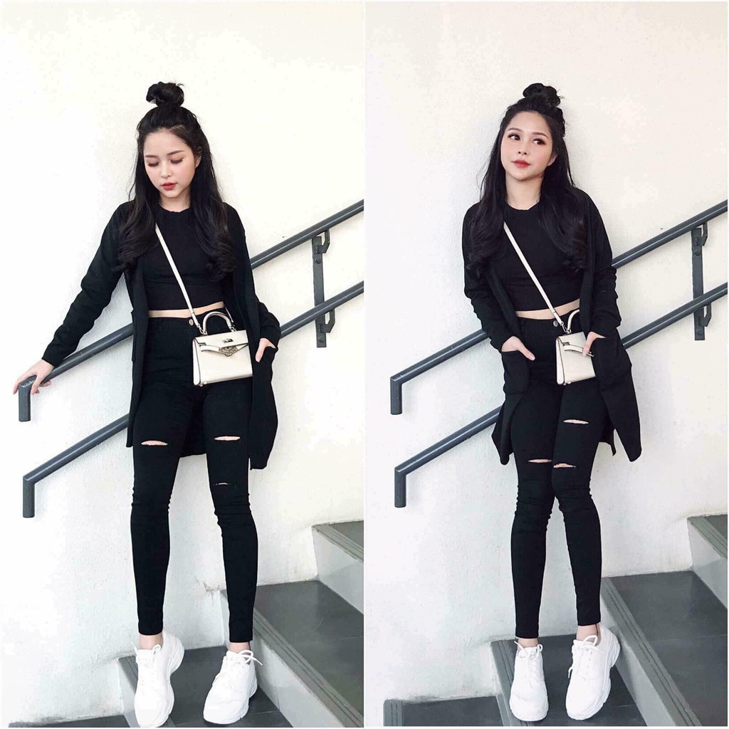 Quần kaki trơn co giãn rách gối SLA0601 | BigBuy360 - bigbuy360.vn