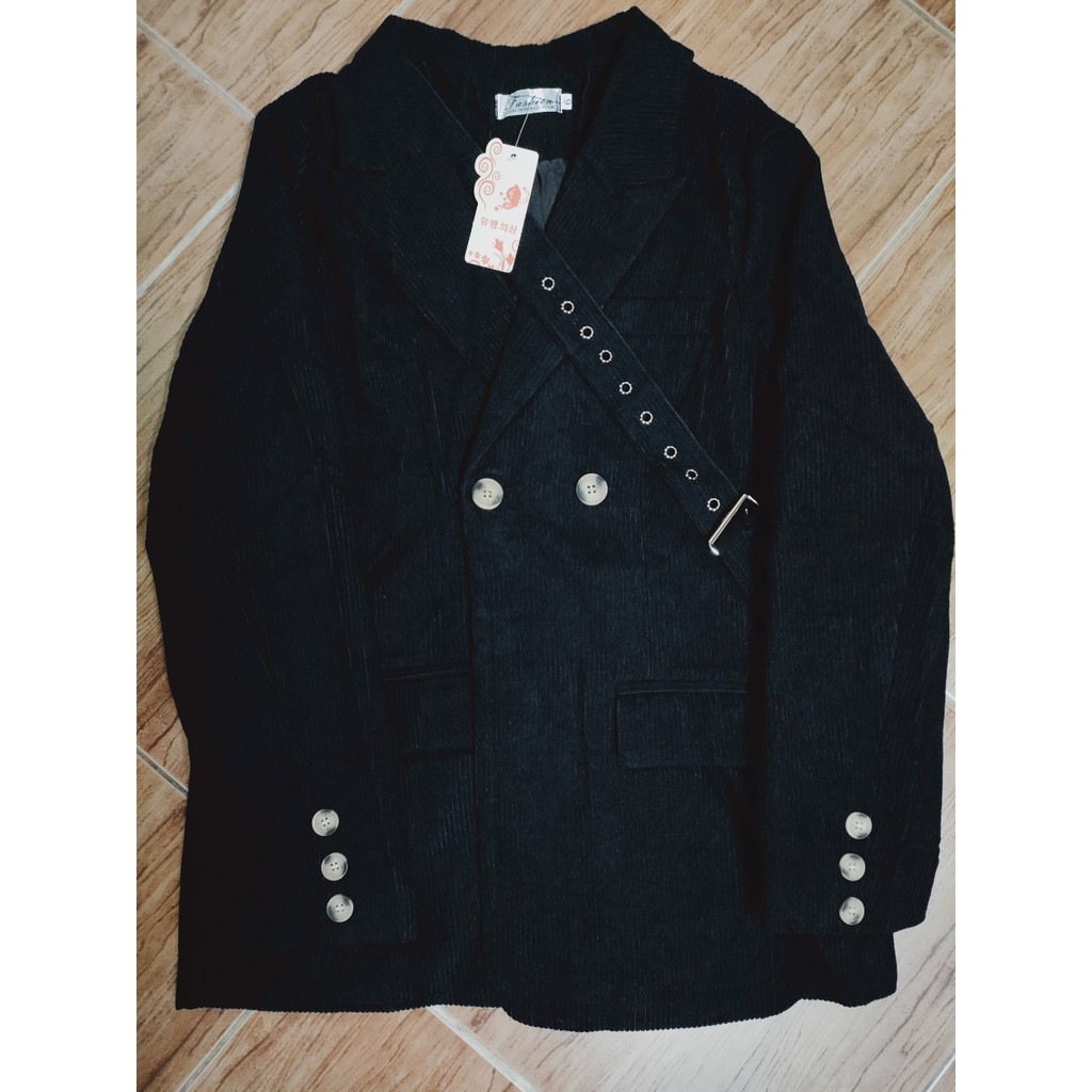 Ảnh thật 3 hình cuối-HC686.Áo blazer nhung thu đông thiết kế kiểu mới Hàn Quốc