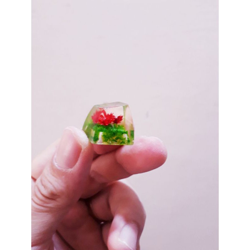 Keycap artisan hoa cúc đỏ trang trí bàn phím cơ SA R1