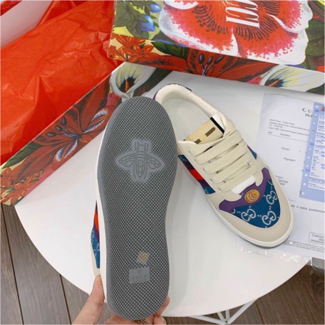 Giày thể thao nam nữ Gúccii vạch hàng đẹp hồng xanh ghi tím(chat trước check size)