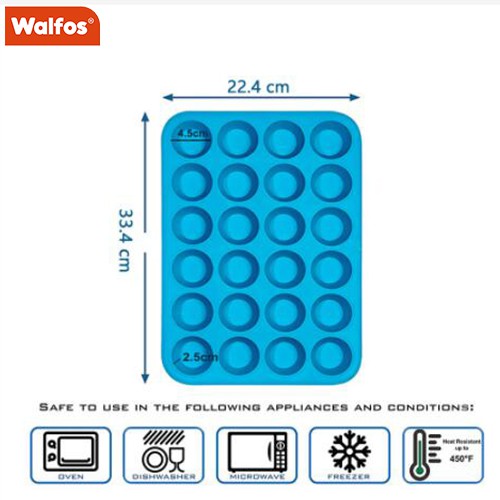 Khuôn làm bánh WALFOS chất liệu silicon với 24 ngăn và 3 màu tùy chọn