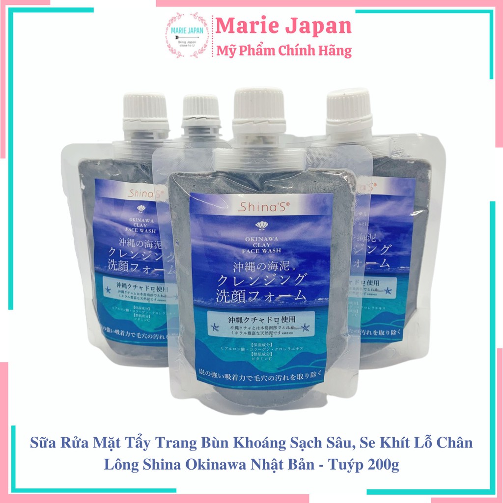 Sữa Rửa Mặt Tẩy Trang Bùn Khoáng Sạch Sâu, Se Khít Lỗ Chân Lông Shina Okinawa Nhật Bản - Tuýp 200g