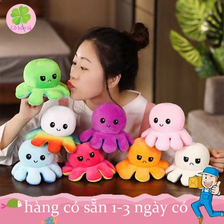 Bạch Tuộc Nhồi Bông Lật Ngược Chuyển Đổi Cảm Xúc 2 Mặt Cỡ 20cm 30cm