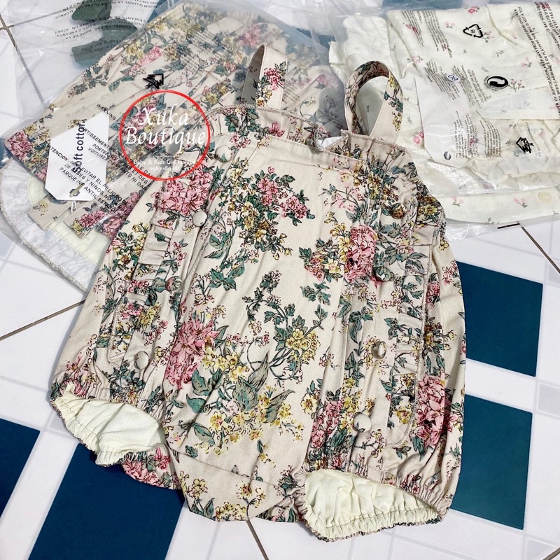 Quần Yếm Hoa Bé Gái Áo Sơ Mi Trắng Dài Tay SOFT COTTON Cao Cấp 2022