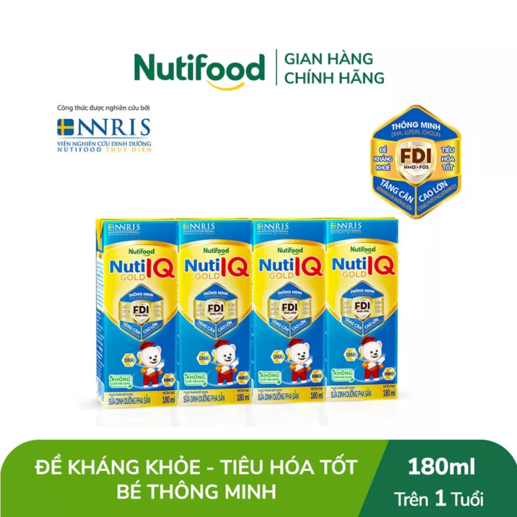 Thùng 48 Hộp Sữa Bột Pha Sẵn Nuti IQ Gold 180ml.