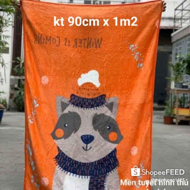 Mền Tuyết Hình Thú Cho Bé KT 90cm x 1m2 Nhiều Màu ( HÀNG KHUYẾN MÃI TỪ SỮA)