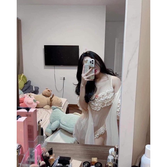 Set num body 2 dây ren sexy cao cấp Set choàng jumsuit mặc nhà gợi cảm quyến rũ Mã SP001