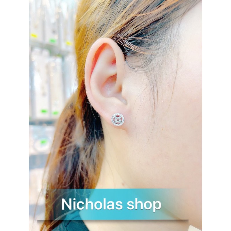 Bông tai tròn mạ bạch kim