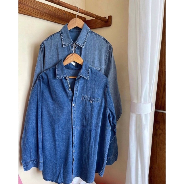 Sơ mi bò 1 túi nữ dài tay phong cách