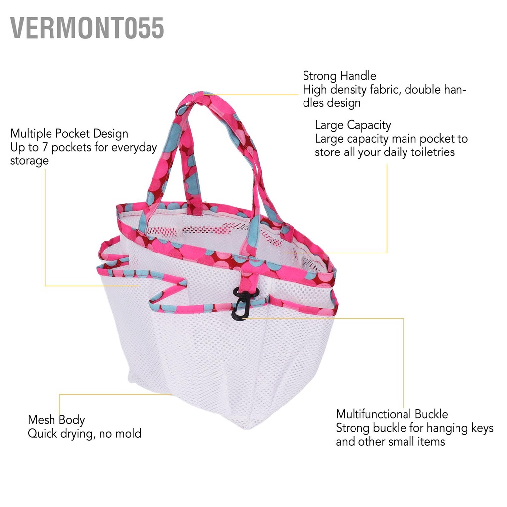 Vermont055 Túi tote lưới PVC di động đựng đồ vệ sinh không mùi cho phòng tắm Hồ bơi