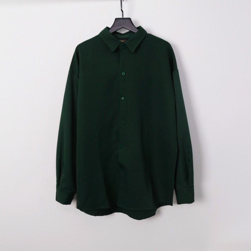 Sơ mi xanh green trầm 1.3 chất đẹp KPis Clothes sale 50% dáng rộng unisex nam nữ