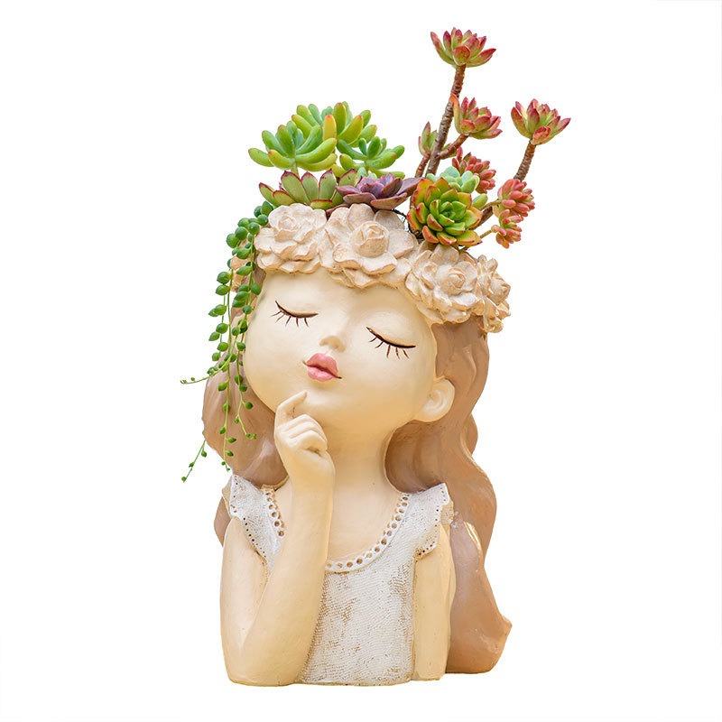 Bình Hoa Cô Gái Deco, Lọ Cắm Hoa Giả Trang Trí Để Bàn, Quà Tặng Sinh Nhật