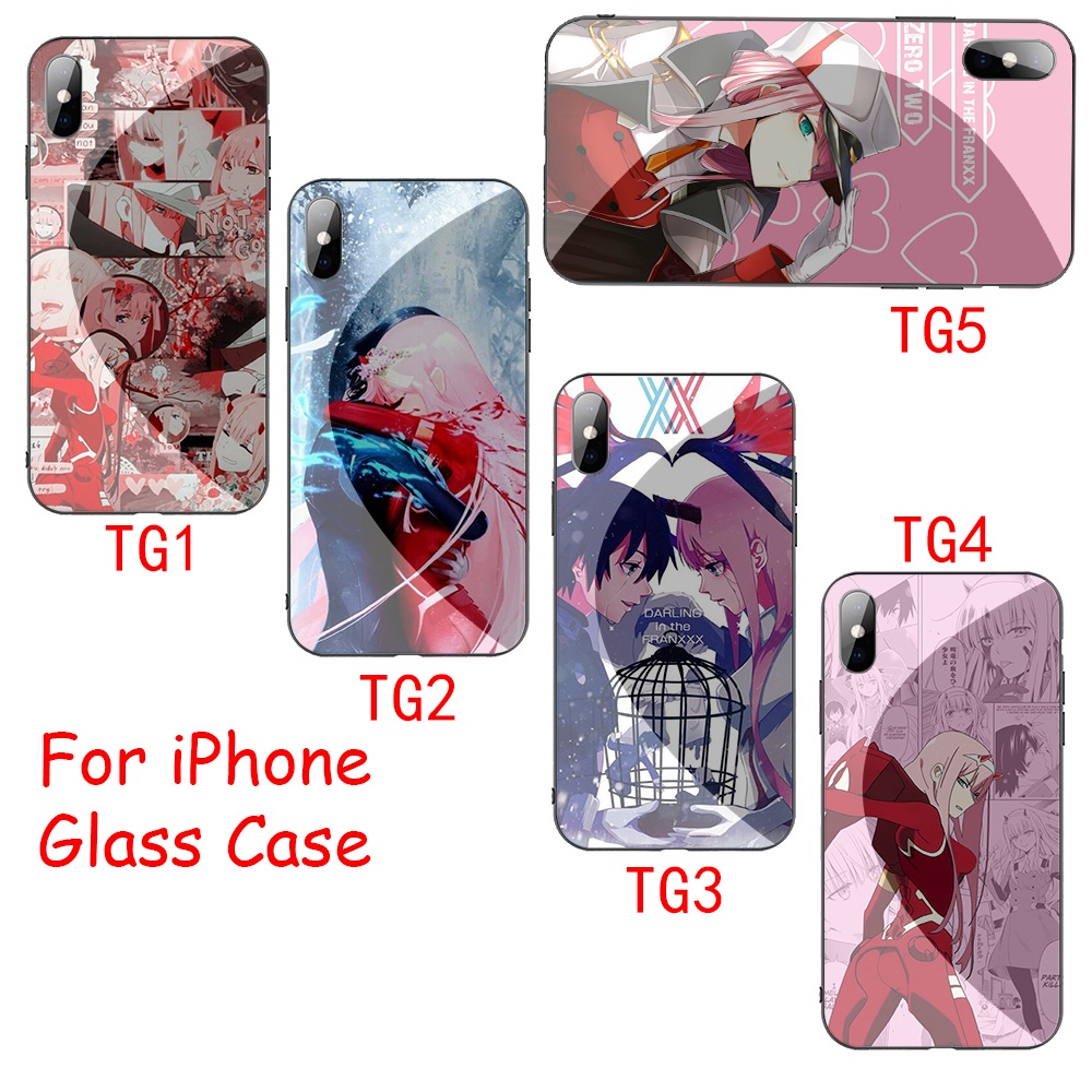 Ốp Điện Thoại Kính Cường Lực Viền Mềm In Hình Anime Darling In The Franxx Cho Apple iPhone 8 7 6 6S Plus RCZ7