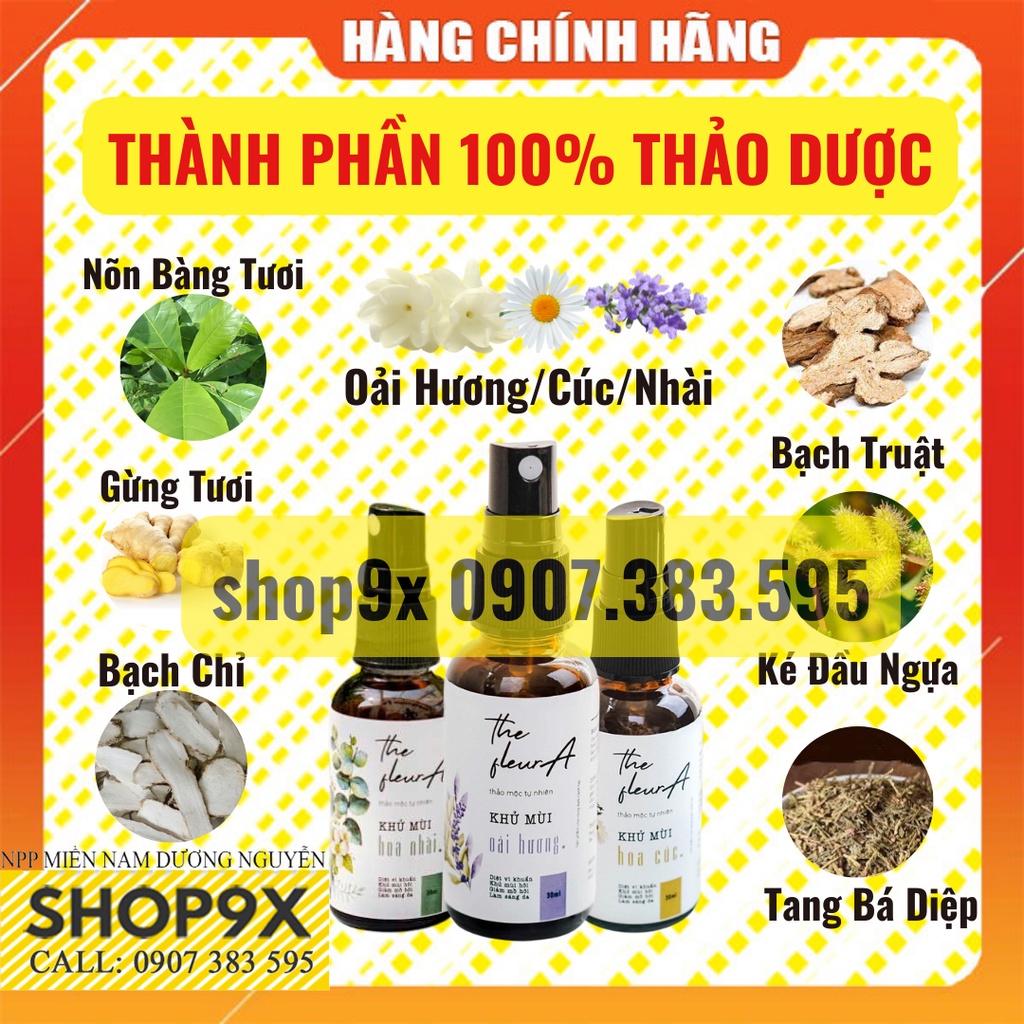 Bột Khử Mùi Hôi Nách Hôi Chân Thảo Mộc FleurA Handmade 30ml - Ngăn Mùi &amp; Mồ Hôi Hiệu Quả Ngay Lần Đầu Sử Dụng