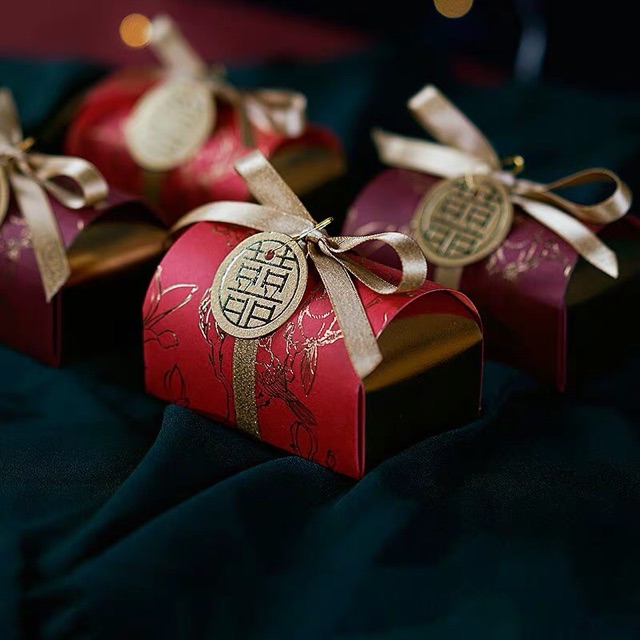 Set 50 hộp quà cưới giỏ nơ chữ hỉ sang trọng lịch sự | BigBuy360 - bigbuy360.vn