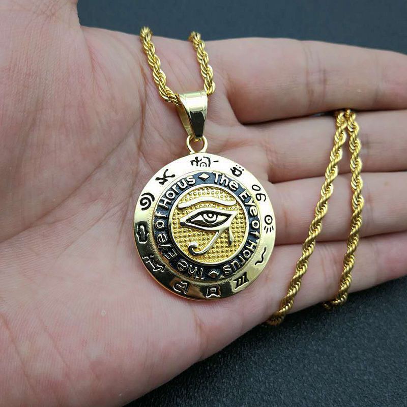 weiweijewelry/Mặt dây chuyền bằng thép không gỉ của nam giới Vòng cổ Bùa thần Horus Ai Cập cổ đại