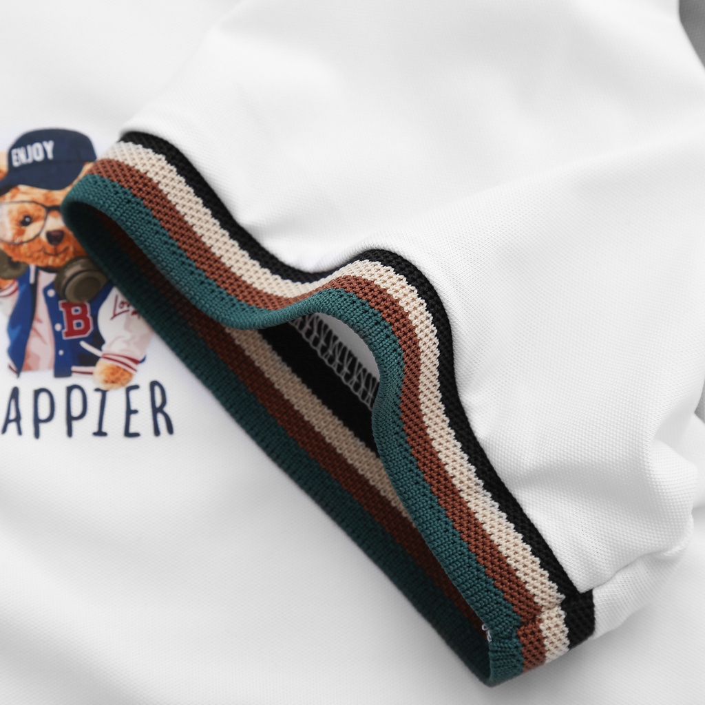 Áo thun Polo nam cổ bẻ STRIPE BEAR vải thun cá sấu xuất xịn, chuẩn form,sang trọng-lịch lãm - FEEL GOOD