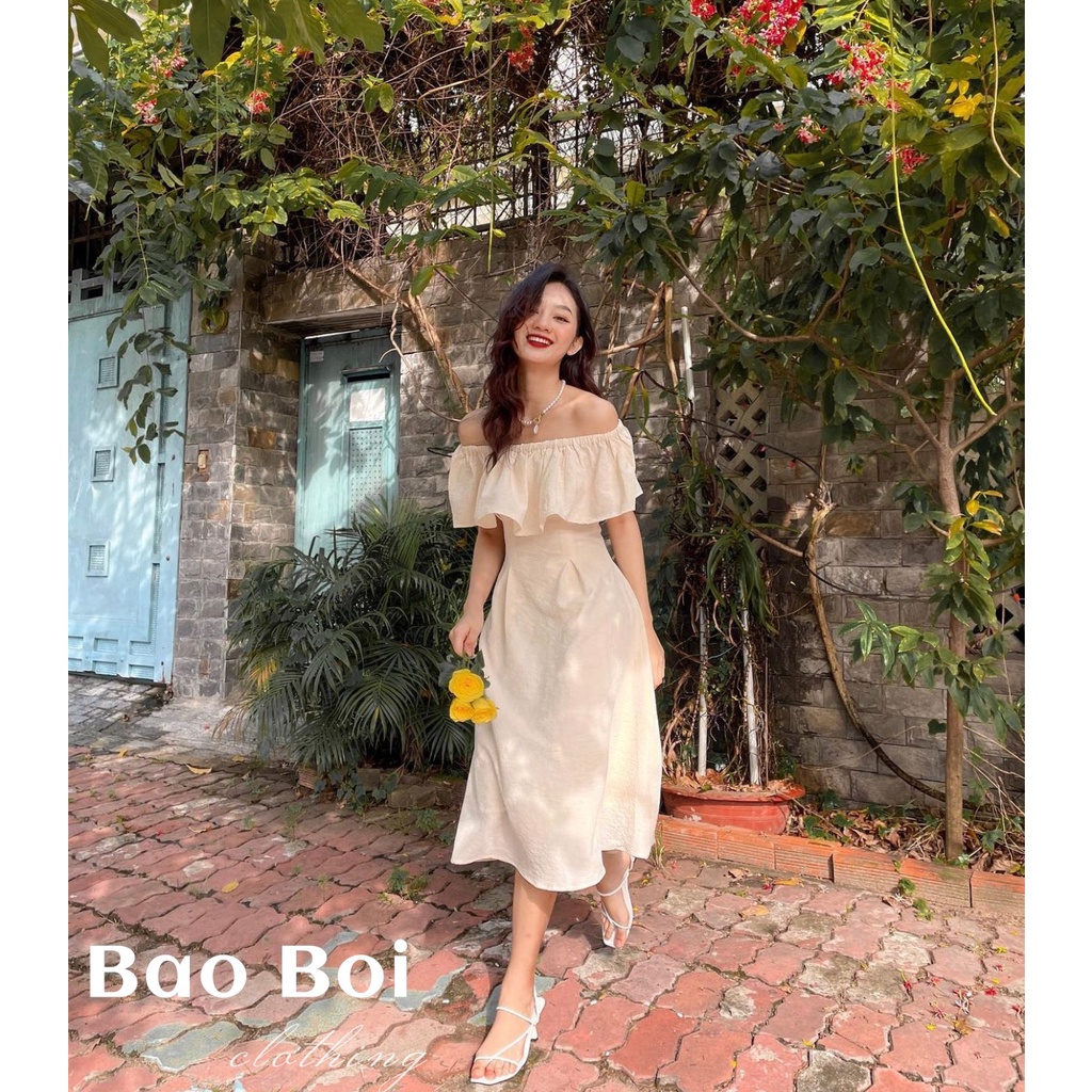 Váy trễ vai trắng dự tiệc sang trọng dáng dài hottrend chất đẹp LICA - V17 | BigBuy360 - bigbuy360.vn