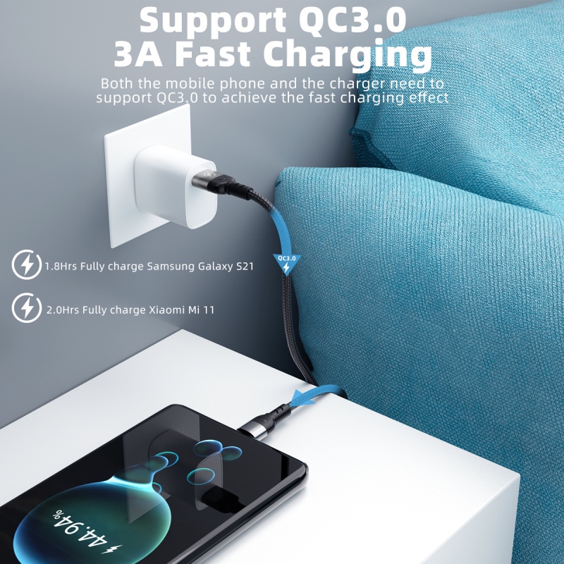 Guugei Cáp sạc nhanh chuyển đổi USB A 2.0 sang USB Type C Qualcom 3.0 dài 0.5m/1m/2m
