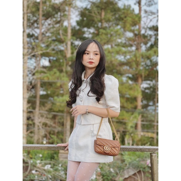 SET DẠ ÁO CỔ SEN TAY NGẮN + CHÂN VÁY A