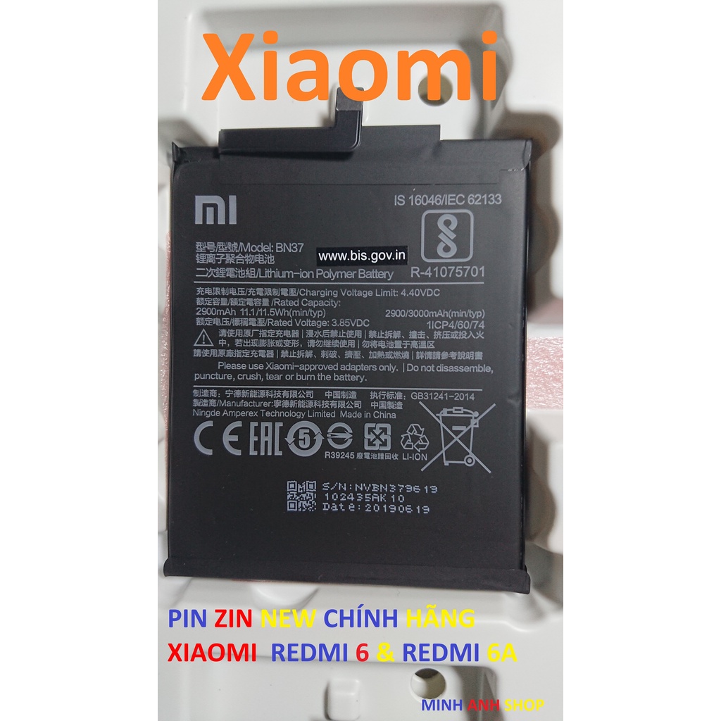 PIN ZIN NEW CHÍNH HÃNG XIAOMI REDMI 6 & REDMI 6A-BN37