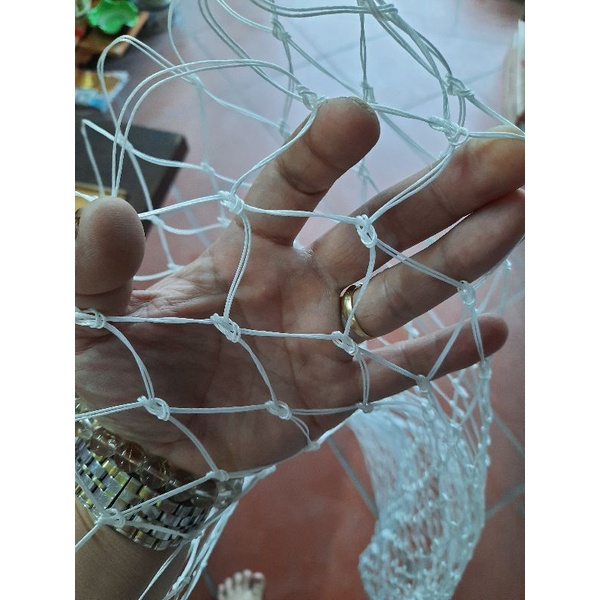 lưới vợt cá dù cacbon trắng tết chập đôi sợi hàng kĩ