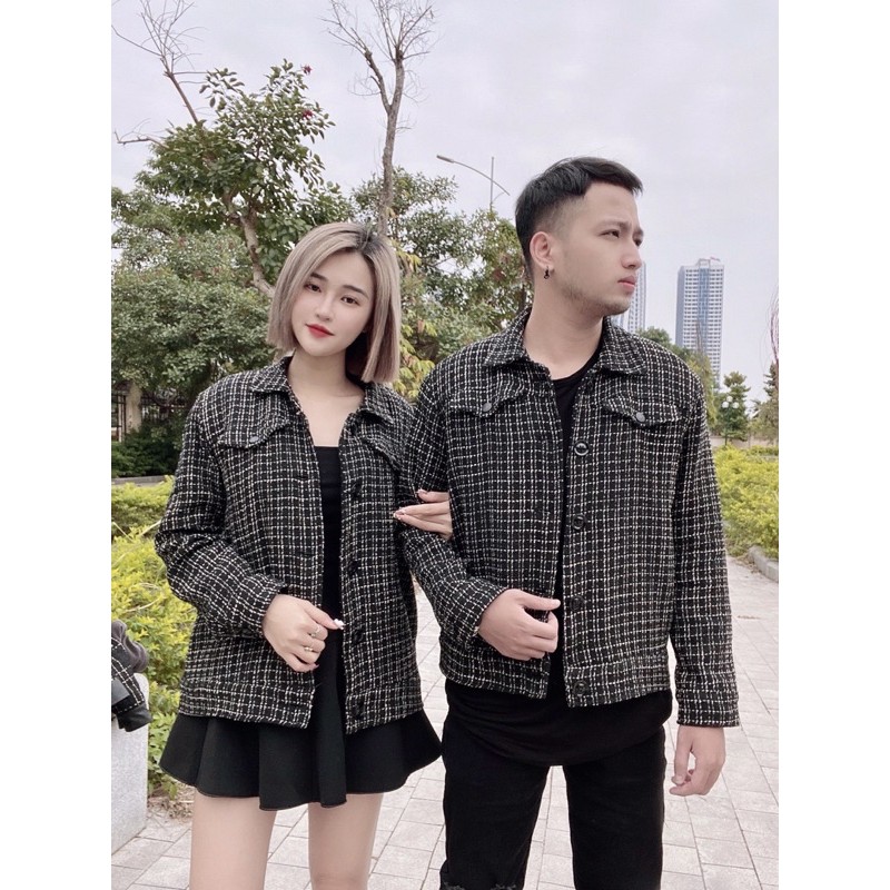 Áo dạ tweed lót lông cừu