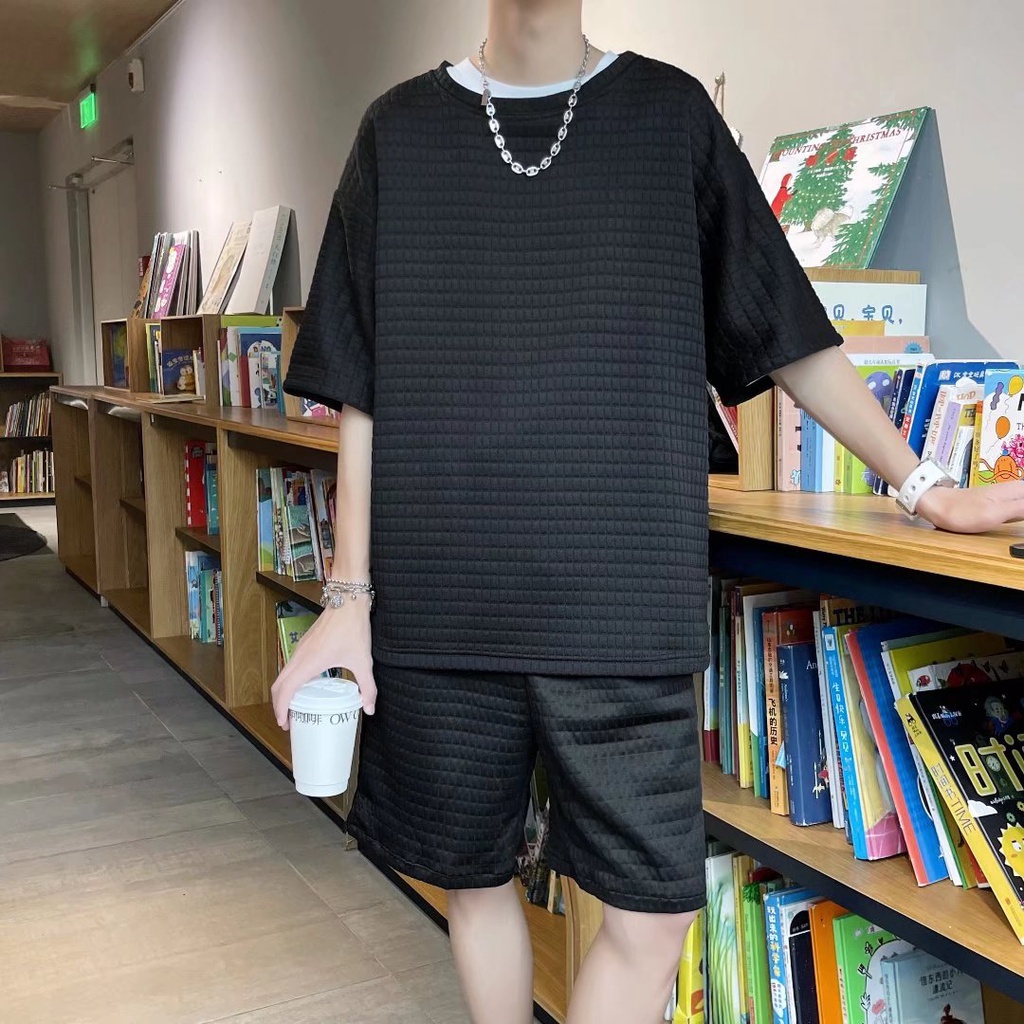Set Áo Thun Và Quần Short Màu Trơn bộ thể thao nam Phong Cách Hàn Quốc đồ bộ thể thao nữ Đơn Giản Thời Trang đồ bộ thể thao nam