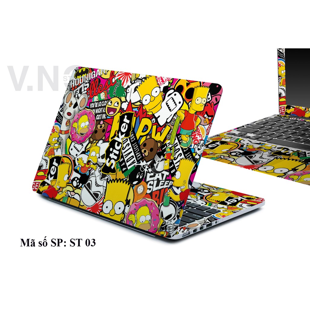 Decal dán laptop V.NO SKIN - STICKER cao cấp dành cho laptop dell/asus/acer/hp...