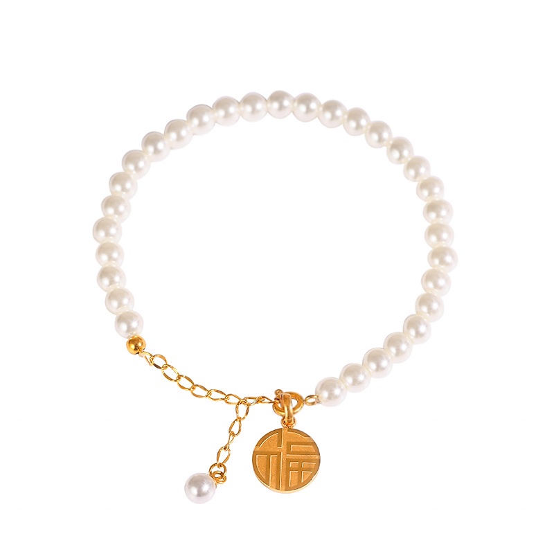 Vòng Tay Ngọc Trai Fu Cho Bé Gái | Vòng Tay Mạ Vàng 18k Đính Hạt Thời Trang