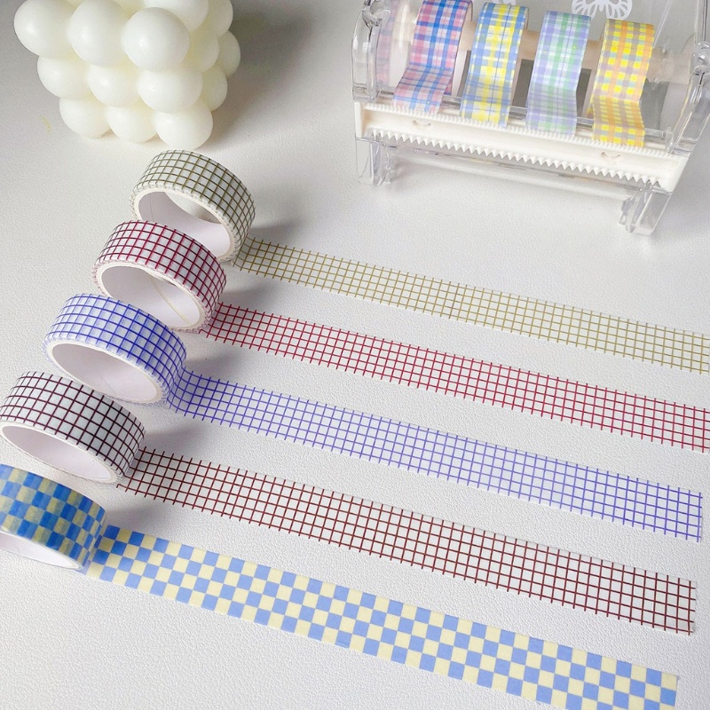Cuộn Băng Washi 15mm Họa Tiết Kẻ Sọc Dễ Thương Dùng Trang Trí Sổ Tay / Album Ảnh