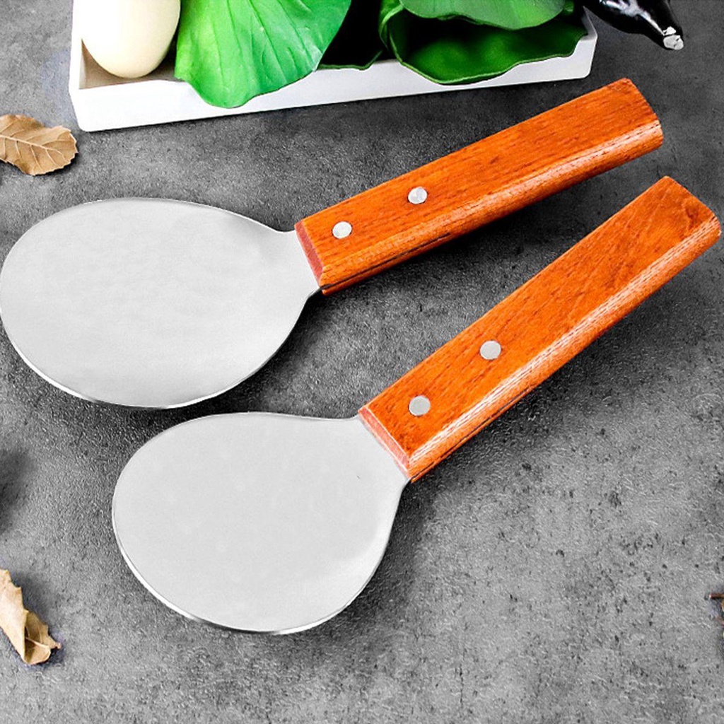 Vá Múc Cơm Bằng Thép Không Gỉ Tay Cầm Bằng Gỗ Dễ Vệ Sinh