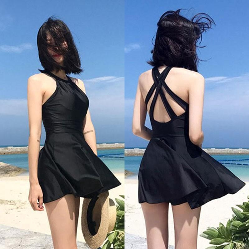 One Bộ Đồ Bơi Liền Thân Hở Lưng Phối Dây Chéo Chống Chói Phong Cách Quyến Rũ Size M-3XL