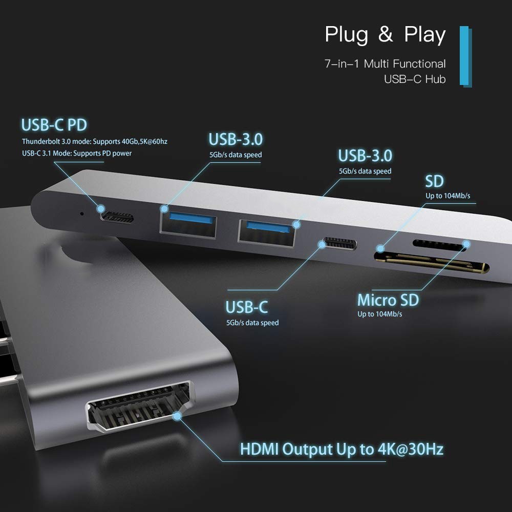 [Mã 254ELSALE giảm 7% đơn 300K] Hub Usb C type-c cho Macbook Air/ Pro 2020