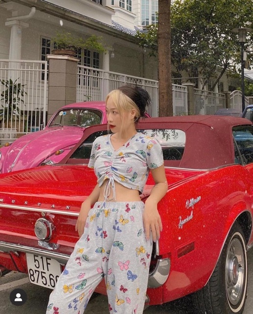 Set Butterfly Bướm CropTop Dây Rút+ Quần Long Pant Kèm Ảnh Thật