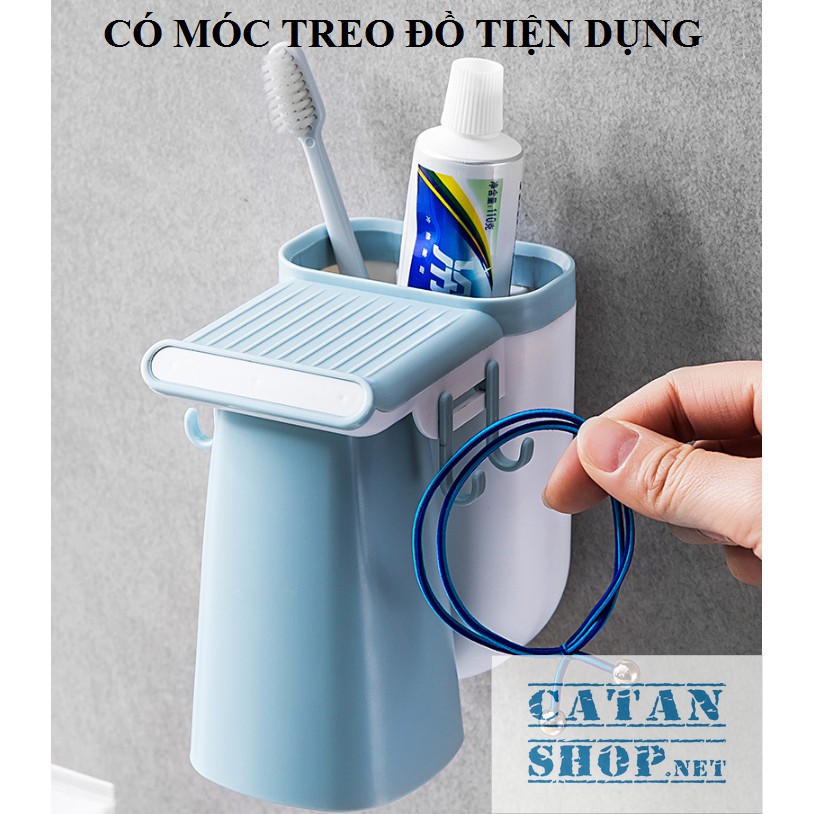 Kệ Nhà Tắm, Giá Đựng Cốc Và Bàn Chải Đánh Răng hút nam châm từ tính (tặng kèm 1 ly) GD397-TreoBC-1ly