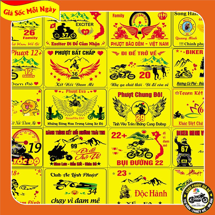 COMBO 20 LOGO PHƯỢT TEM PHƯỢT PHẢN QUANG