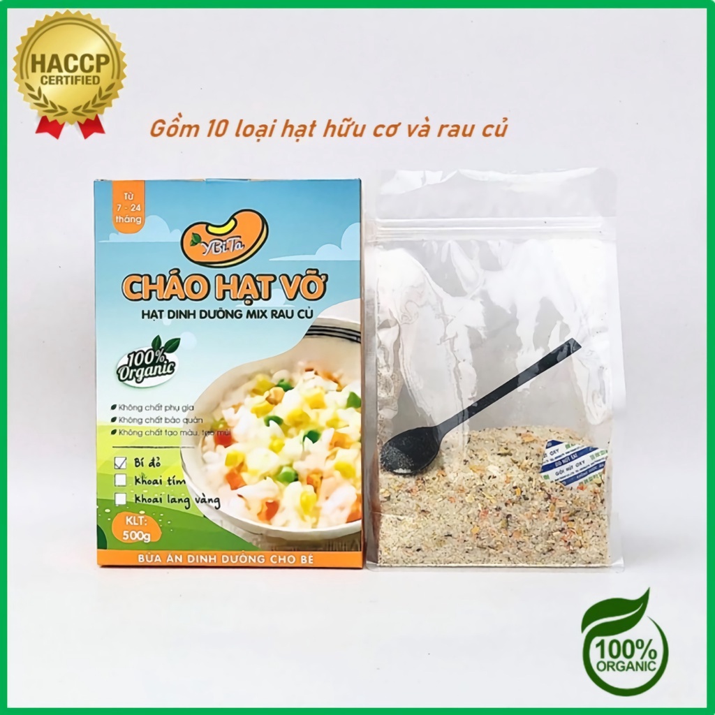 Cháo hạt vỡ Cháo ăn dặm cho bé từ 7-24 tháng Gồm các hạt hữu cơ và rau củ 500gr - 1kg YBiTa