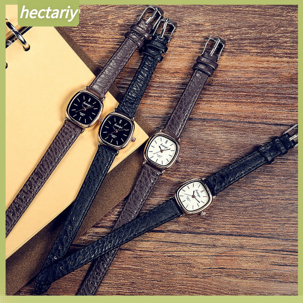 Đồng hồ đeo tay mặt hình vuông dây giả da phong cách vintage cho cặp đôi