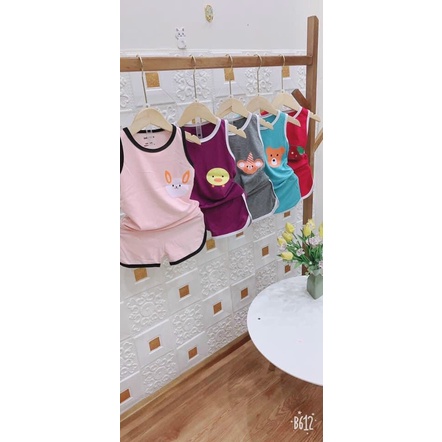 Bộ ba lỗ cún bé trai , bộ sát nách cho bé gái chất cotton in động vật mềm mát - SUMO KIDS